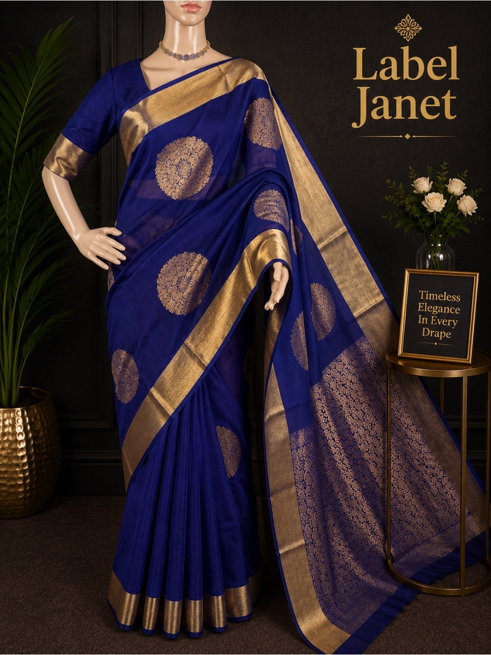 Brand new Blue soft silk saree with stitched blouse ,Alterable (34” - 42”)
